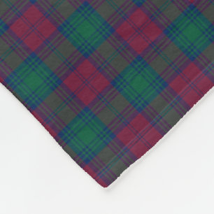 Lindsay Clan Maroon and Green Tartan Fleece Blanket