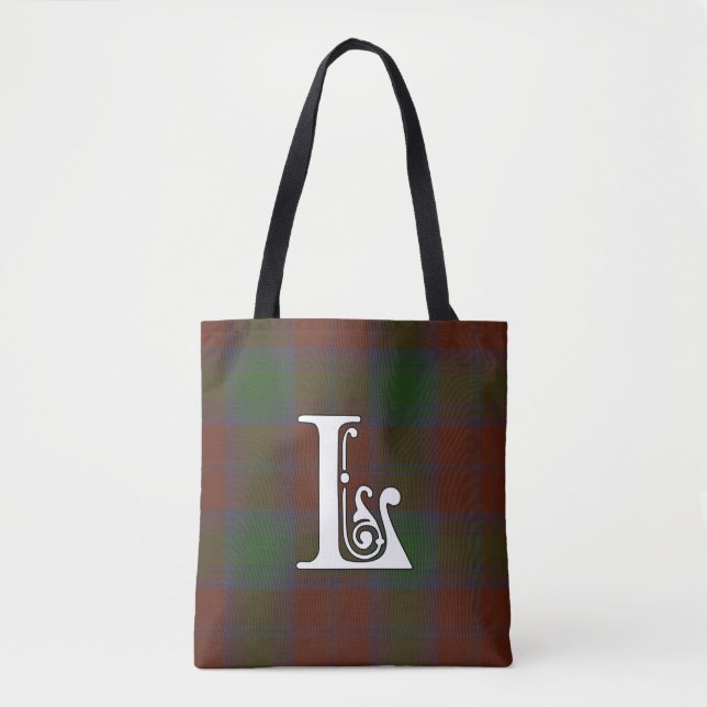 Lindsay Clan Tartan Monogram Tote Bag (Front)
