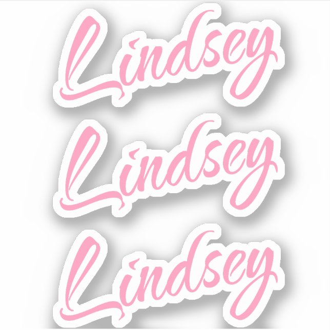 Lindsay Decorative Name in Pink x3 Sticker (Front)