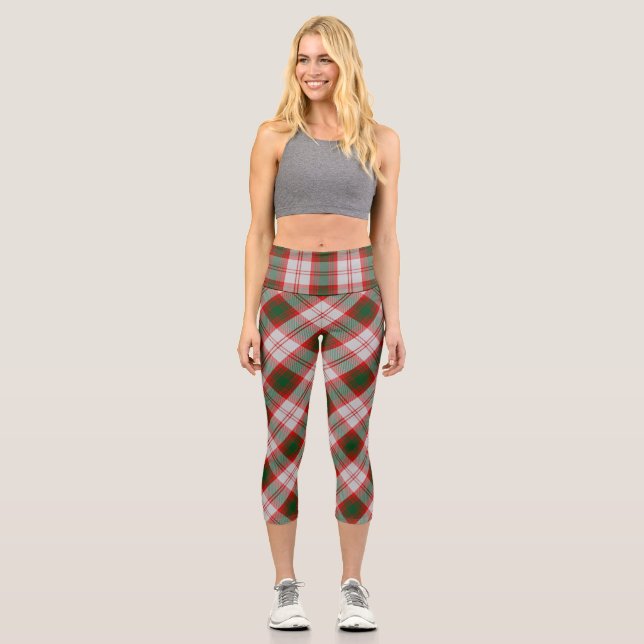 Lindsay Dress Clan Tartan Plaid Pattern Capri Leggings (Front)