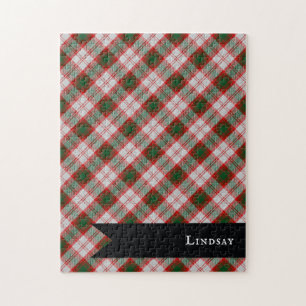 Lindsay Dress Clan Tartan Plaid Pattern Jigsaw Puzzle