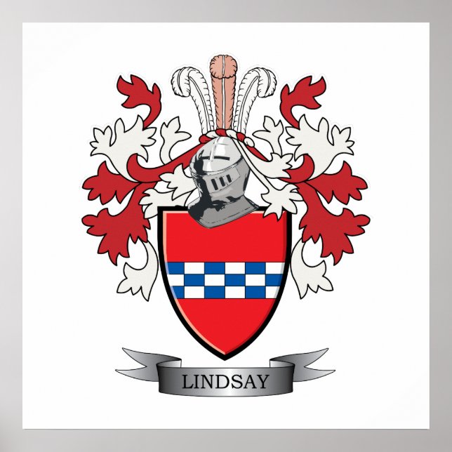 Lindsay Family Crest Coat of Arms Poster (Front)