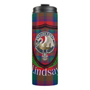 Lindsay Scottish Clan Tartan & Crest Thermal Tumbler