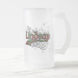 Lindsay Tartan Grunge Frosted Glass Beer Mug