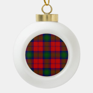 Lindsay tartan red green plaid ceramic ball christmas ornament
