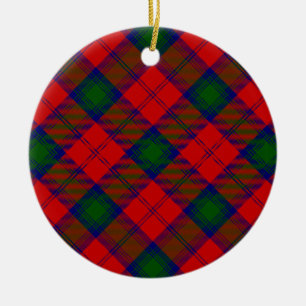 Lindsay tartan red green plaid ceramic tree decoration