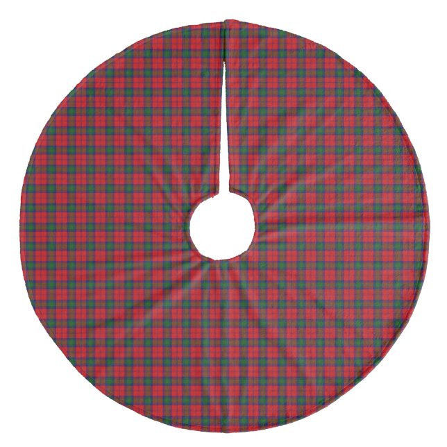 Lindsay tartan red green plaid fleece tree skirt (Front)