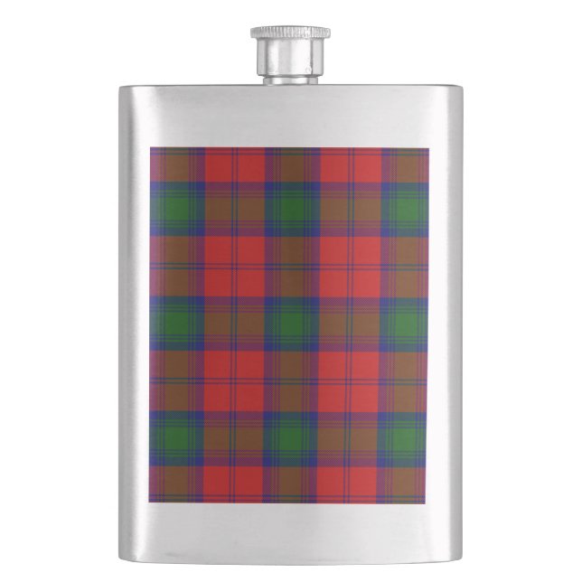 Lindsay tartan red green plaid hip flask (Front)