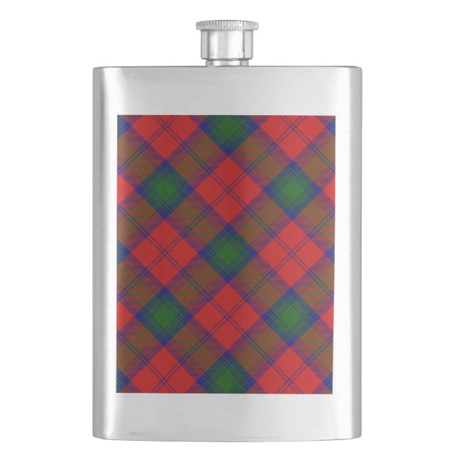 Lindsay tartan red green plaid hip flask (Front)