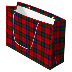 Lindsay tartan red green plaid large gift bag