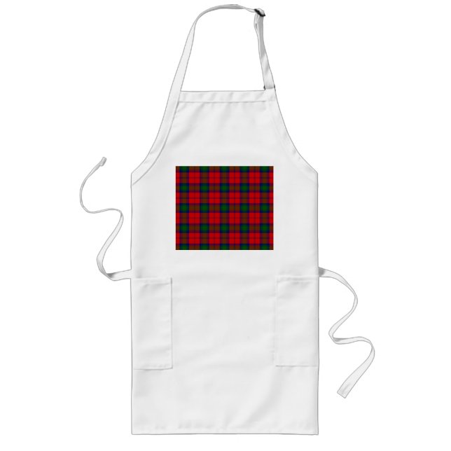 Lindsay tartan red green plaid long apron (Front)