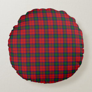 Lindsay tartan red green plaid round cushion
