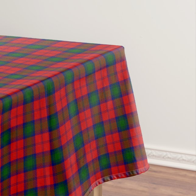 Lindsay tartan red green plaid tablecloth (In Situ)
