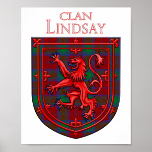 Lindsay Tartan Scottish Plaid Lion Rampant Poster