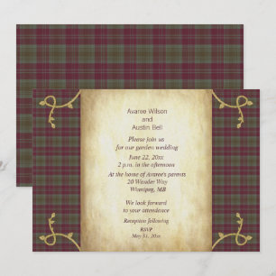 Lindsay Weathered Scottish Tartan Garden Wedding Invitation