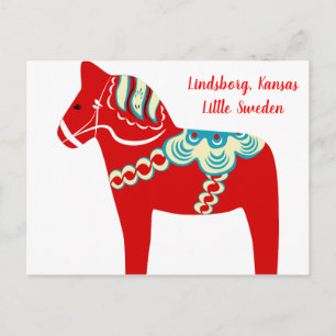 Lindsborg, Kansas Red Dala Horse Postcard