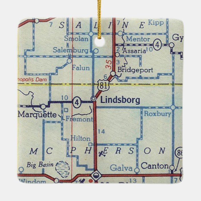 Kansas Vintage Map Ceramic Ornament Zazzle.co.uk