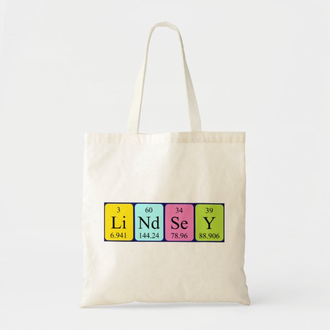 Lindsey periodic table name tote bag (Front)