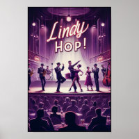 Lindy Hop Dance Hall Vintage Poster