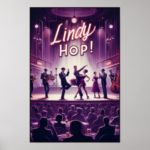 Lindy Hop Dance Hall Vintage Poster