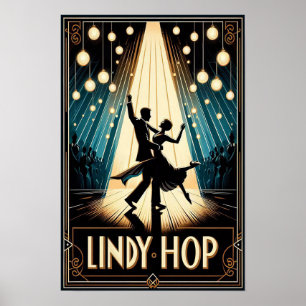 Lindy Hop Dance Hall Vintage Poster