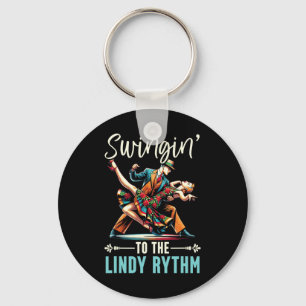 Lindy Hop Dancer Swinging Dancing Partner Swing Da Key Ring