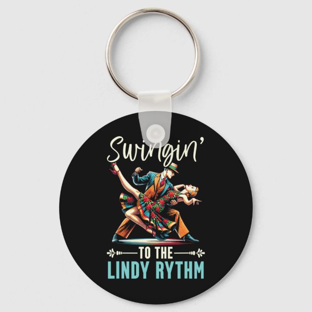 Lindy Hop Dancer Swinging Dancing Partner Swing Da Key Ring (Front)
