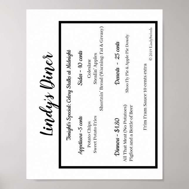 Lindy's Diner Poster (Front)