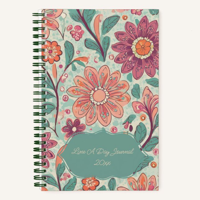 Line A Day Retro Floral Journal | Personalised (Front)