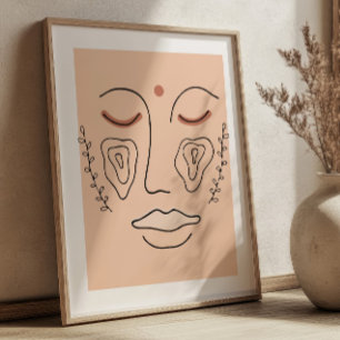 Line Art Abstract Face Modern Cubic Minimalist Poster
