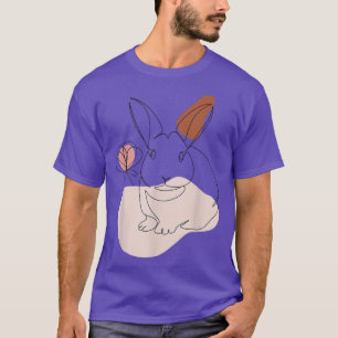 Line Art Abstract Minimalist of Rabbit Bunny Face T-Shirt