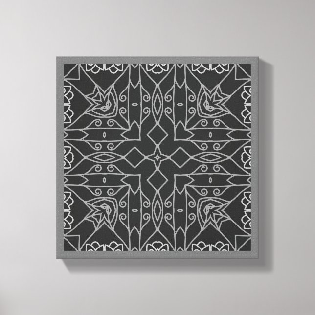 Line Art Abstract original centred black grey Canvas Print (Front)