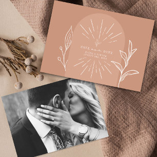 Line Art Arch Script Terracotta Photo Save The Date