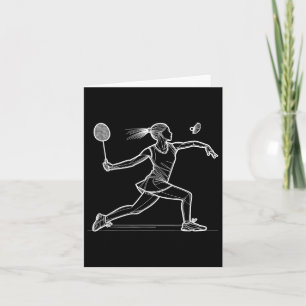 Line Art Badminton Player Shuttle Women Badmintone Card