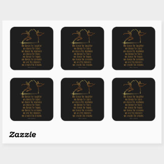 Line Art Ballet dancers and dance poem by Einstein Square Sticker