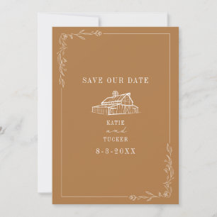Line Art Barn Goldenrod Farm Wedding Save The Date