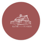 Line Art Barn Muted Red Farm Fall Wedding