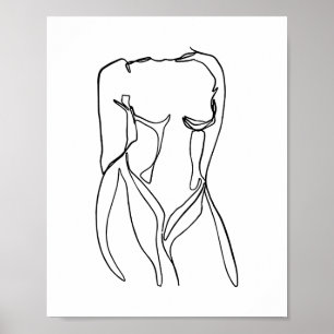 line art black and white women body minimal poster