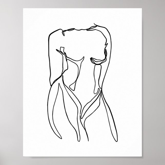 line art black and white women body minimal poster (Front)