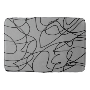 Line Art: Black on Grey Bath Mat