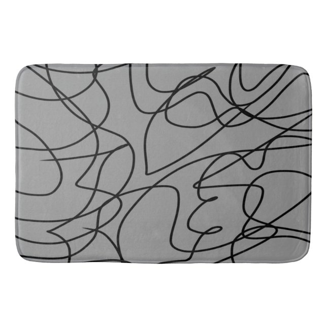 Line Art: Black on Grey Bath Mat (Front)