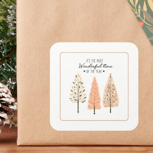 Line Art Boho Earthy Modern Minimalist Nordic Pine Square Sticker