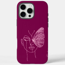 Line art butterfly, magenta