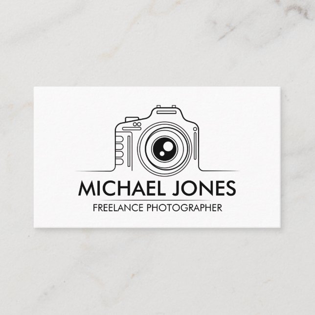 Line Art Camera Icon Business Card (Front)