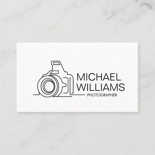 Line Art Camera Icon Business Card (Front)