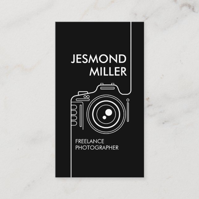 Line Art Camera Photographer Business Card (Front)