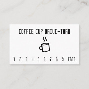 Line-art Coffee Cup Drive-Thru Punchcard Loyalty Card
