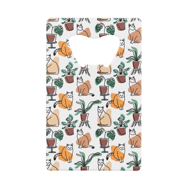 Line art drawing cats and flowers (Front)