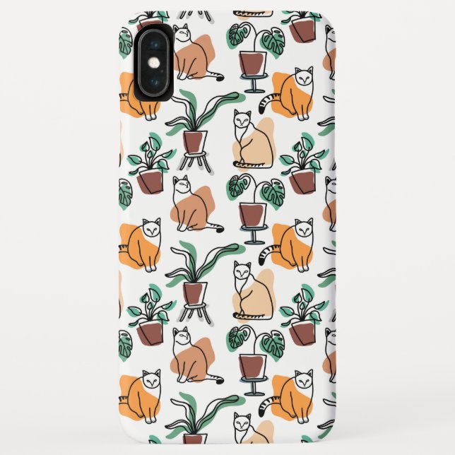 Line art drawing cats and flowers Case-Mate iPhone case (Back)