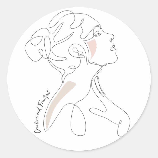 Line Art drawing  - Creative and Fruitful Classic Round Sticker (Front)